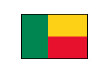This illustration features the flag of Benin, showcasing its vivid green, yellow, and red sections, symbolizing the country's heritage and unity, against a clean white background.