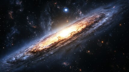 Fototapeta premium A Spiral Galaxy in Deep Space with Bright Stars and Nebulas