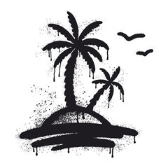 Vector illustration of a palm tree on an island hand-drawn in graffiti style © Abundzu
