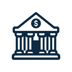 Bank Building Icon Representing Financial Institutions, Banking Systems, and Economic Services