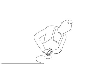 woman hobby mud ceramic handmade lifestyle one line art vector