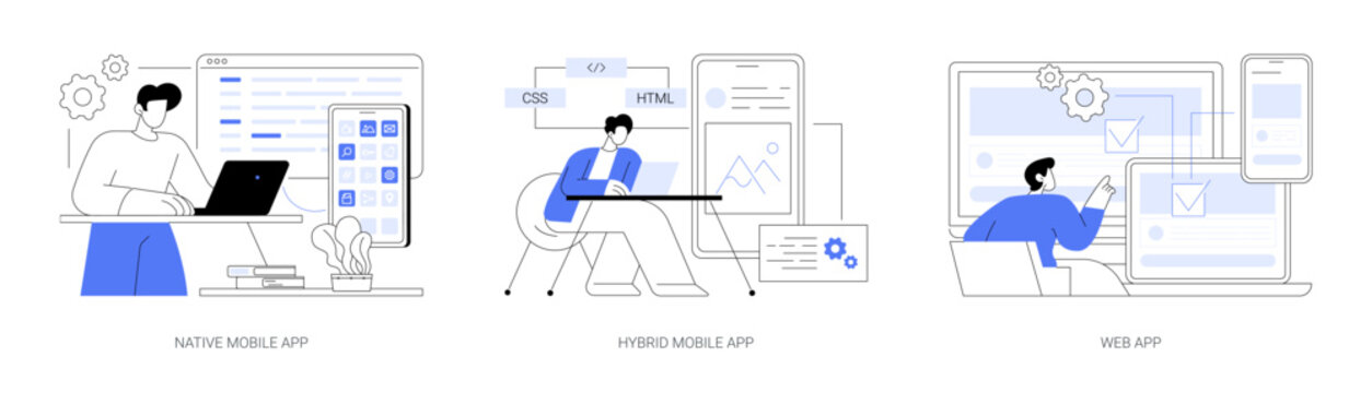 Mobile apps isolated cartoon vector illustrations se
