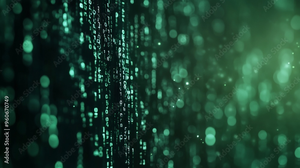 Aufkleber matrix background with digital numbers and letters. futuristic technology binary code and computer d