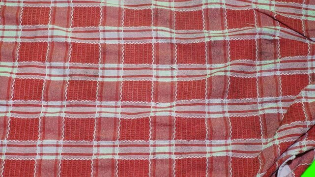 Fabric Green Screen Diagonal Folding Checkered Cloth Transition.