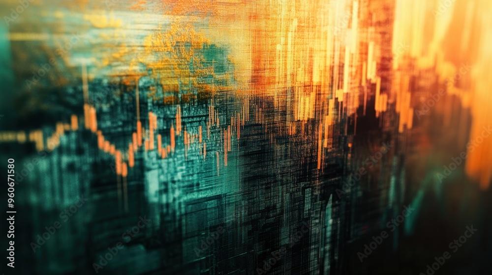 Poster abstract stock market data displayed on screen