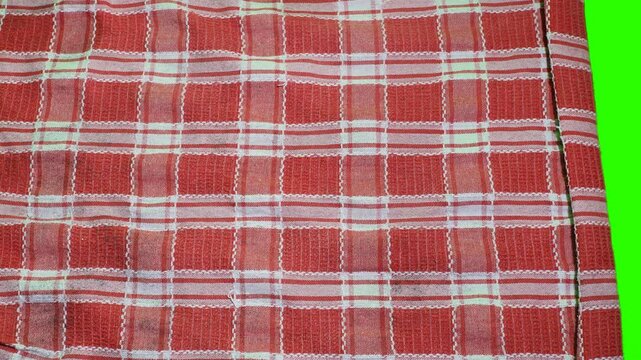 Fabric Green Screen Horizontal Sliding Checkered Cloth Transition to the Left