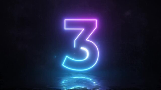 Countdown from 5 to 1 with neon lights