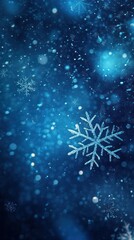 Fototapeta premium Winter Snowflakes on a Starry Blue Sky - A magical winter scene featuring delicate snowflakes falling against a gradient of deep blue sky, perfect for holiday or winter-themed designs.