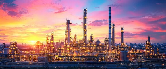 Industrial Plant at Sunset