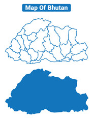 Bhutan simple flat vector map outline style illustration set