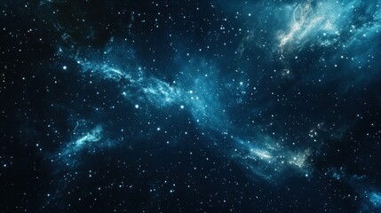 Blue Nebula and Stars in the Vastness of Space