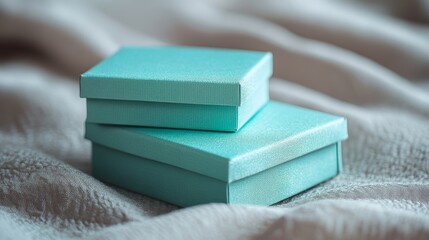 Elegant blue gift boxes on satin fabric for special occasions