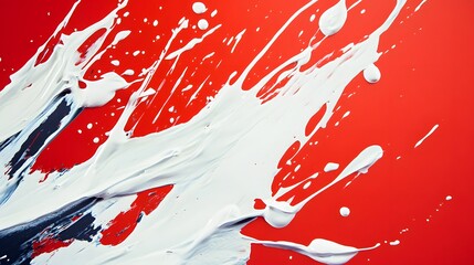 White Paint Splashes on Red Background, Abstract Image, Texture, Pattern, Wallpaper, Cover and Screen of Smartphone, PC, Laptop, 9:16 and 16:9 Format