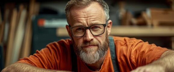 Portrait of a Confident Carpenter in His Workshop