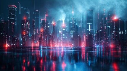 Obraz premium colorful and abstract representation of a high-tech city