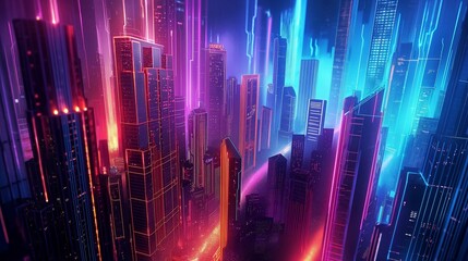 Fototapeta premium colorful and abstract representation of a high-tech city