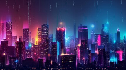 Obraz premium colorful and abstract representation of a high-tech city