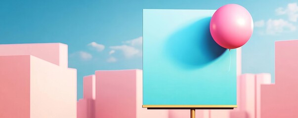 Brand awareness campaign, creative billboard in urban setting, 3D illustration