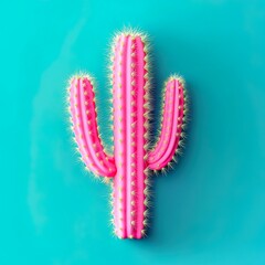 Set Neon Cactus. Minimal creative stillife