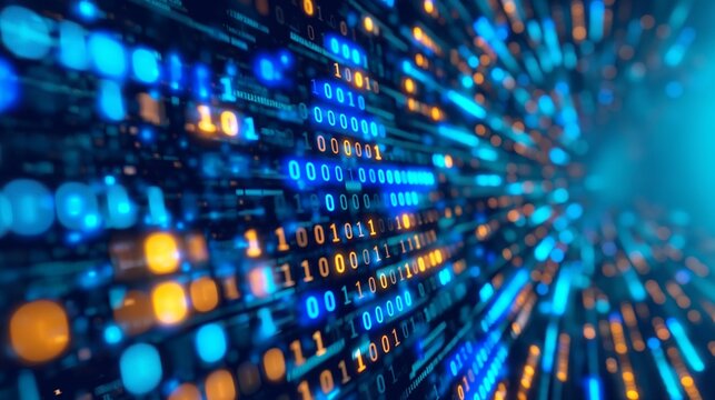 Abstract dark blue digital background. Big data digital code - Powered by Adobe