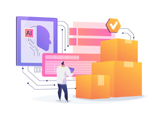 AI-Backed Inventory Management abstract concept vector illustration.
