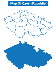 Czech Republic simple flat vector map outline style illustration set