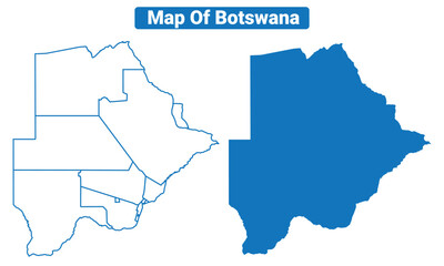 Botswana simple flat vector map outline style illustration set