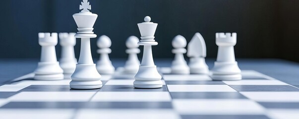 Leadership succession planning, chessboard with key positions, 3D illustration