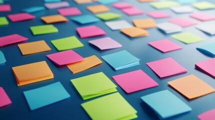 Naklejka premium Office creativity boost, brainstorming session with colorful sticky notes, 3D illustration