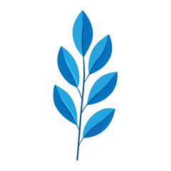 Fototapeta premium a Blue leaf, vector silhouette illustration, isolated white background 