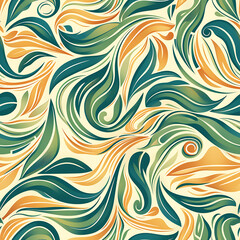 Fototapeta premium Colorful Organic Swirl Seamless Tile