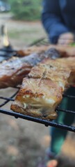 Grilled fish fillet on a barbecue outdoors