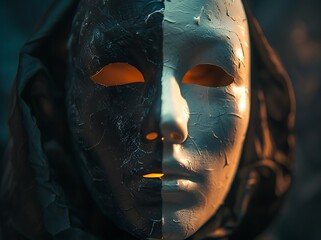 Unmasking the Truth: A person peeling off a mask to reveal a different face underneath