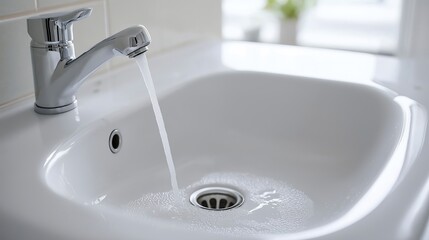 clean water tap in bathroom, closeup.