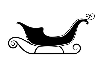 Santa Claus sleigh icons. Christmas sleigh silhouette collection. Sledge of santa claus shapes. Black sleigh silhouettes