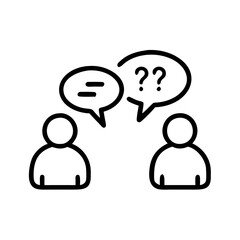 Illustration of two heads discussing a topic, with speech bubbles indicating dialogue