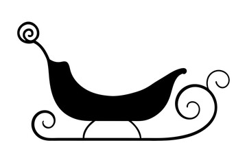 Santa Claus sleigh icons. Christmas sleigh silhouette collection. Sledge of santa claus shapes. Black sleigh silhouettes