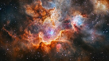 Fototapeta premium Cosmic Nebula with Stars and Glowing Gas Clouds