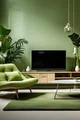 Modern interior living room with sofa, coffee table and lcd tv	