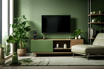 Modern interior living room with sofa, coffee table and lcd tv	