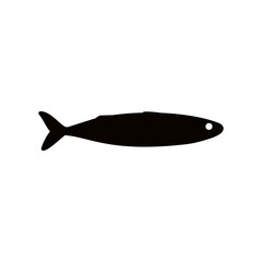 Vector illustration of fresh mackerel ocean fish, solid black on white. For menu, label, recipe, product packaging. Oceanfood design element. For action promotion and advertising, mockup. EPS 10