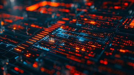 Obraz premium Abstract Digital Circuit Board with Red and Blue Lights