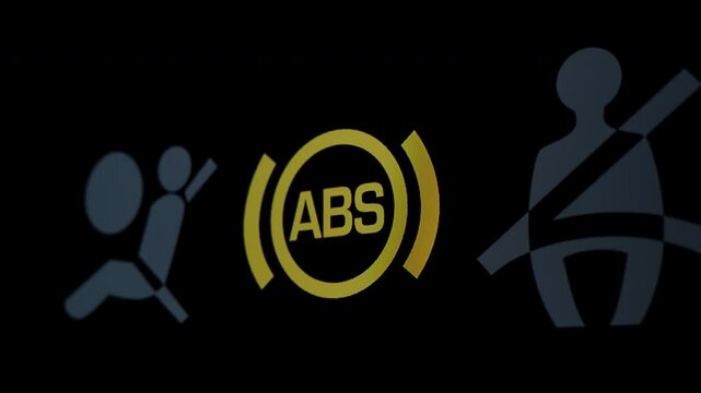 Flashing Yellow ABS Icon Signals a Malfunction in the Anti-lock Braking System, Indicating Reduced Braking Efficiency.
