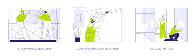 Ceiling and walls works abstract concept vector illustrations.