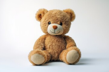 Cute lovely doll teddy bear alone on white background