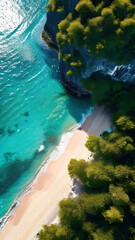 beautiful islands with turquoise water, lush green forest  and rocky cliffs