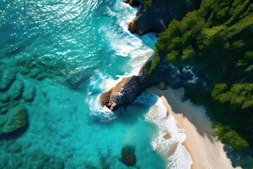 beautiful islands with turquoise water, lush green forest  and rocky cliffs