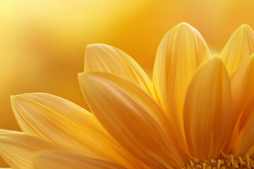Obraz premium A close-up macro shot of soft, yellow sunflower petals, with intricate details and a warm, cheerful glow, perfect for a bright, sunny background.