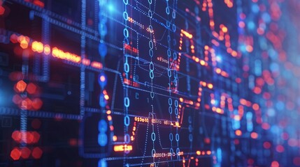 Obraz premium Abstract Digital Network Background with Binary Code