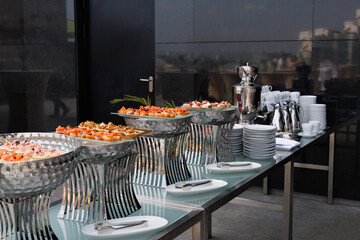 Luxury corporate event buffet table 